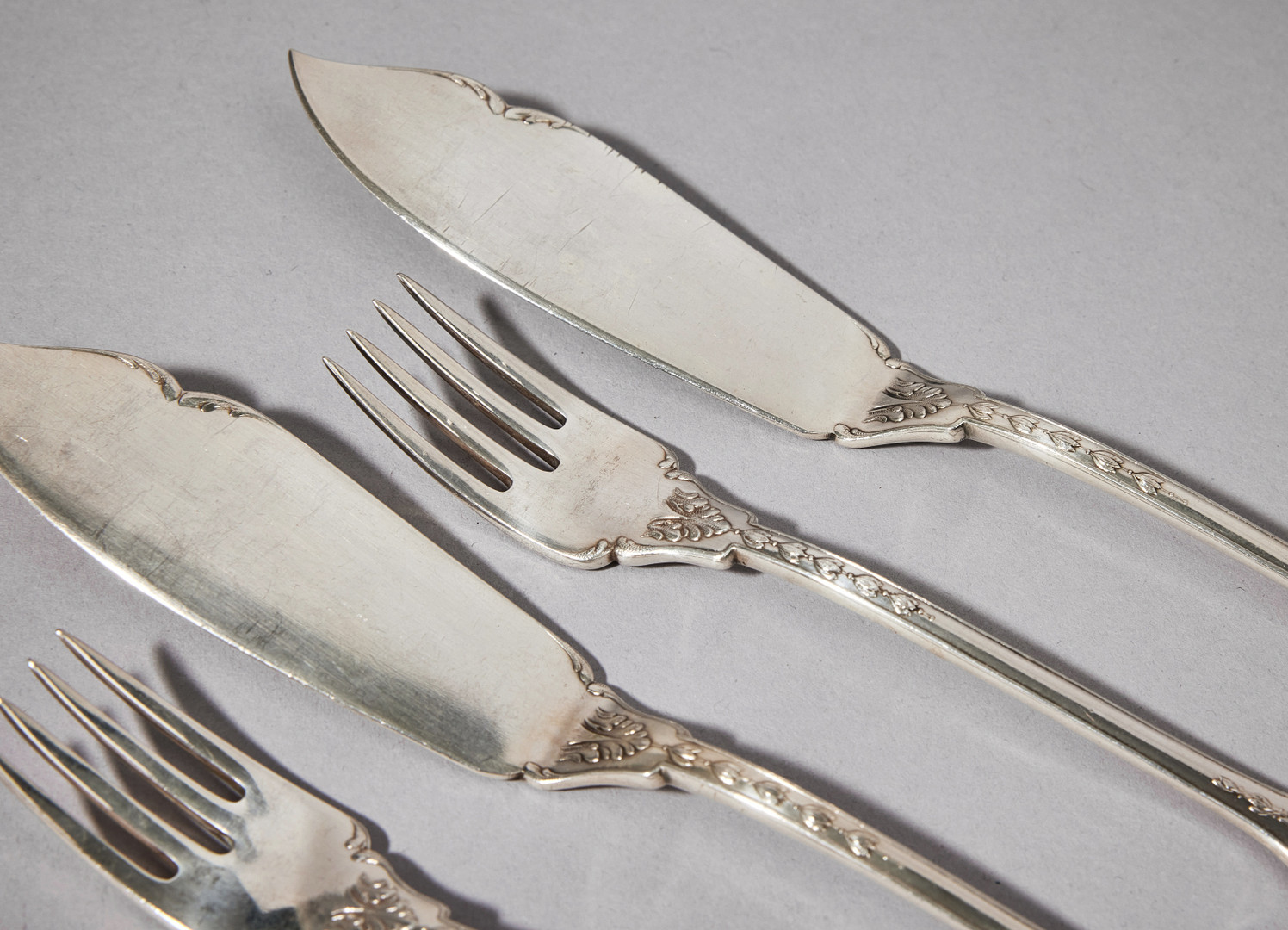WA BOLIN. Fiskbestick, 24 delar, silver, Stockholm 1951-1952. Modell A.