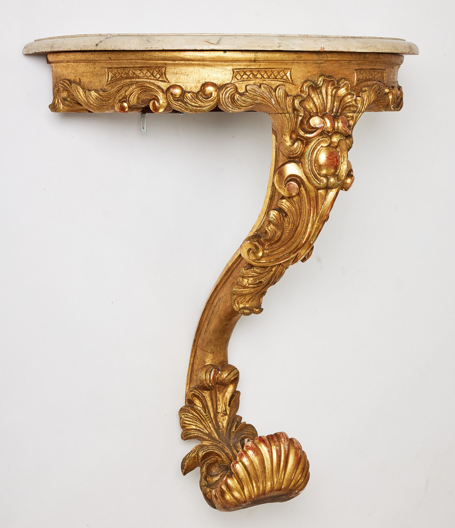KONSOLBORD, rokokostil, 1800-tal, träskuren dekor, förgyllt.