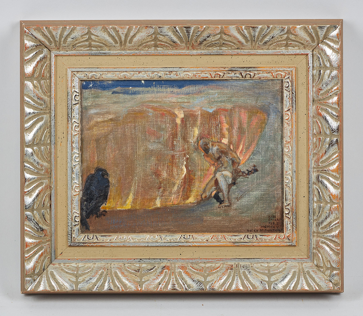 AKSELI GALLEN-KALLELA. Kedjad man och örn (legenden om Prometheus), signerad samt daterad Feb. I, MCMXXV, märkt Rocky Mountains, olja på duk.