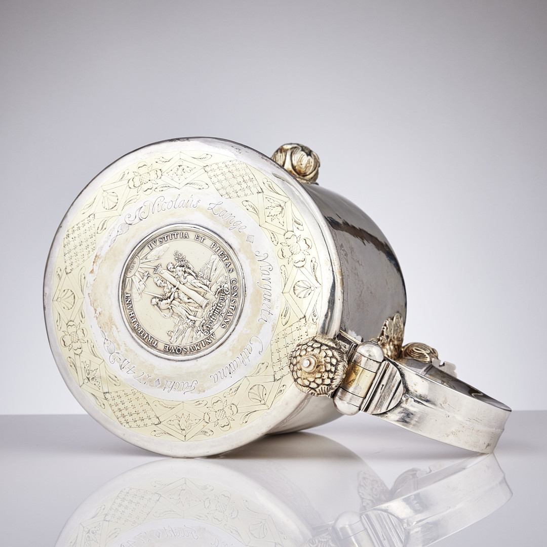 KARSTEN FEDDER D.Ä. Dryckeskanna, silver, (verksam i Visby -1686-1706). Barock.