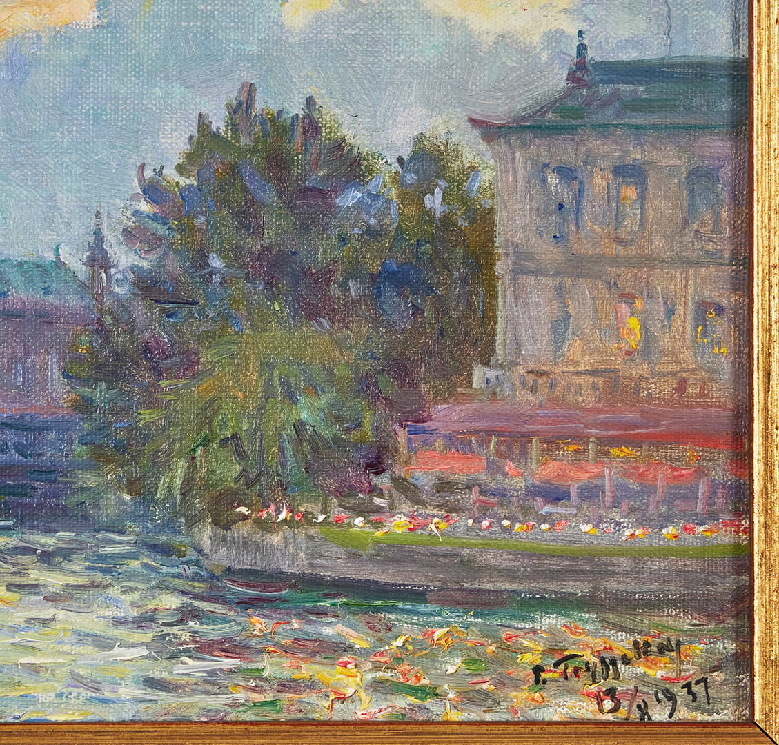 ERIK  TRYGGELIN. Stockholmsvy över stadshuset.