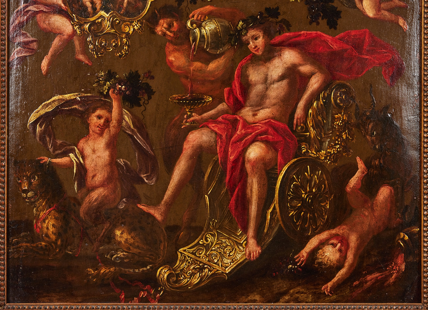 OIDENTIFIERAD KONSTNÄR. Allegorisk scen med Bacchus och putti.
