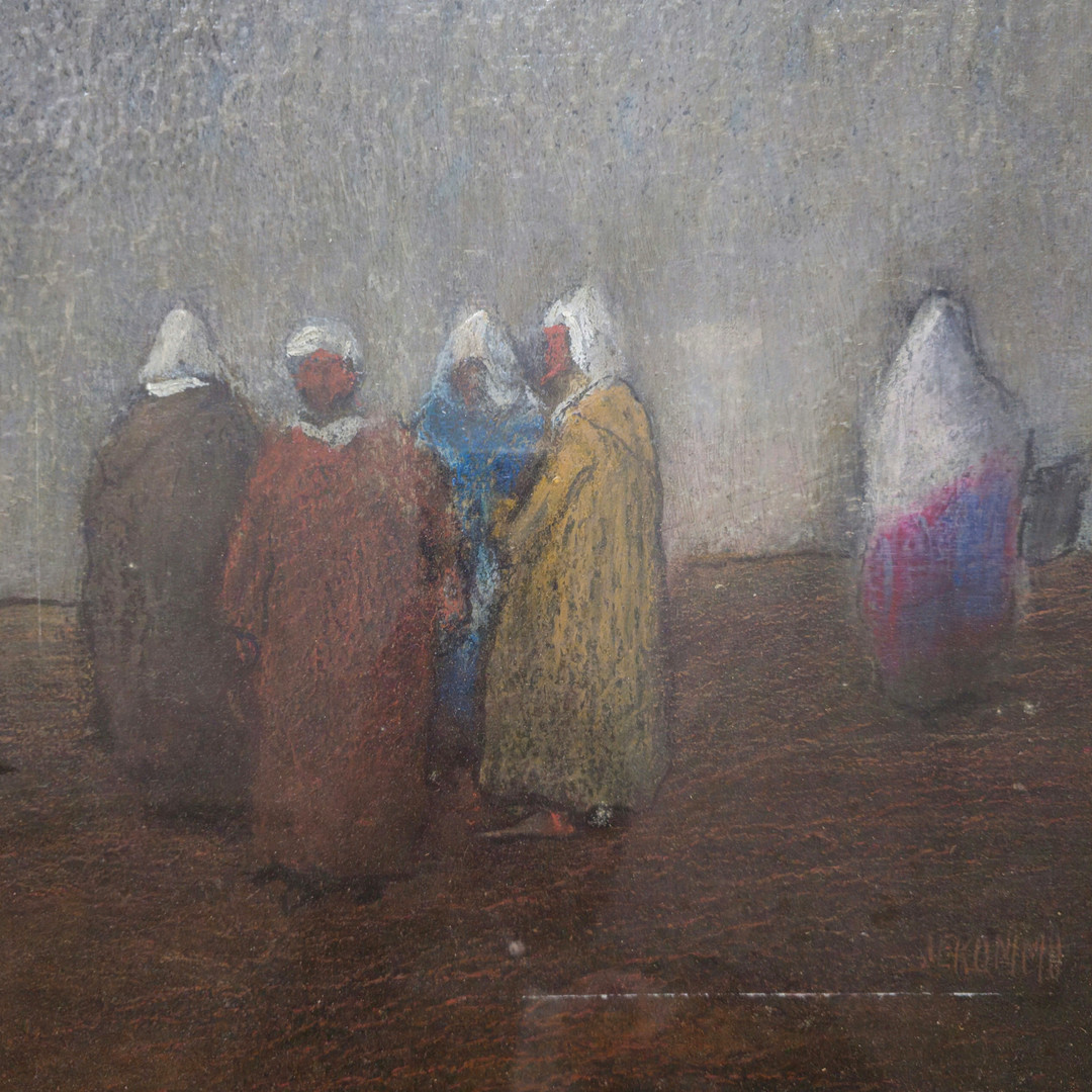 FIRMADO JERÓNIMO. MERCADO MARROQUÍ. ÓLEO SOBRE TABLA.