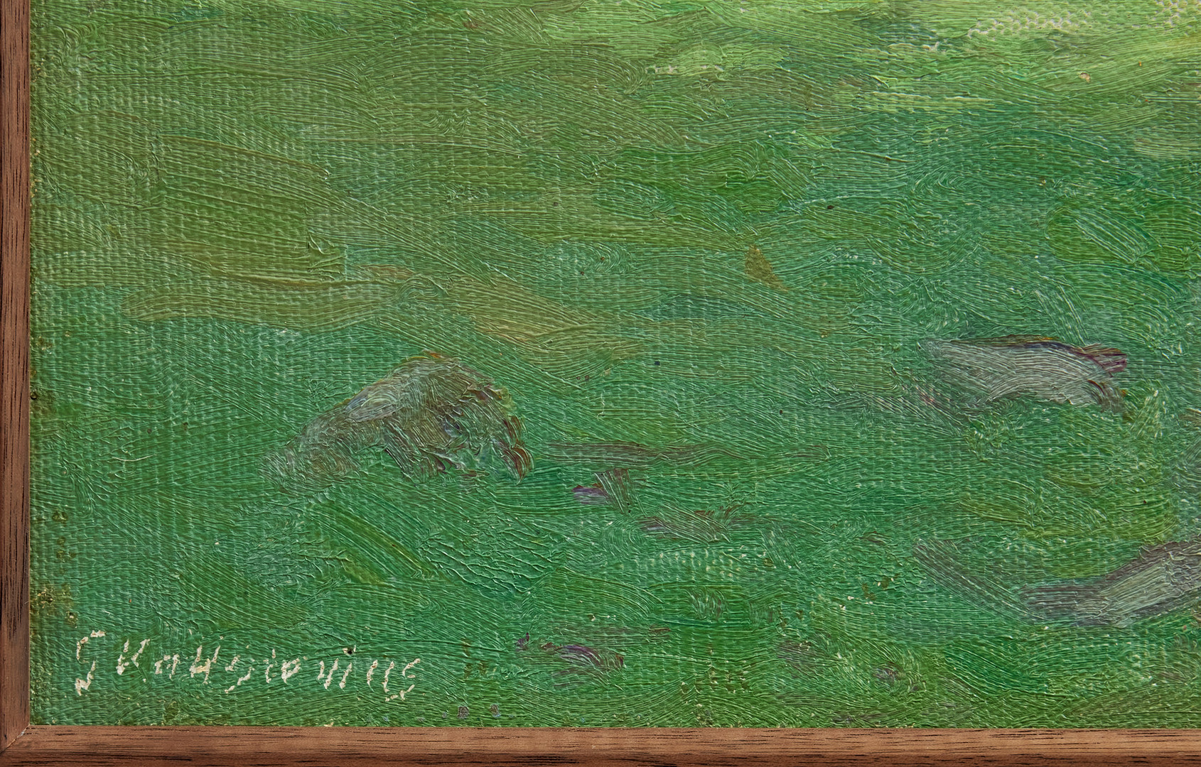 GOTTFRID KALLSTENIUS. Trädgård med gärdesgård och grind - motiv från Borsö.