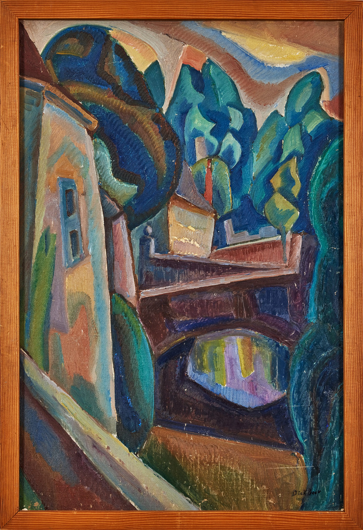 DICK BEER (1893–1938). Kubistiskt landskap, Sydfrankrike.
