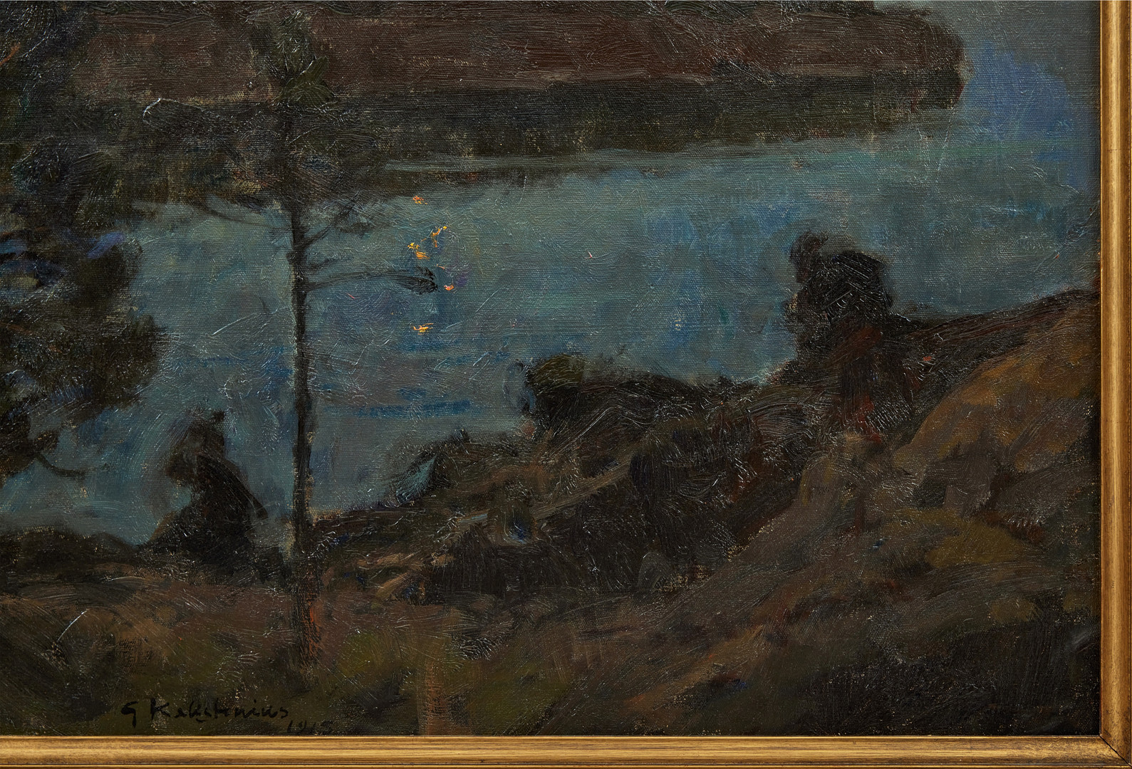 GOTTFRID KALLSTENIUS. Utsikt mot Svalklinten från Månberget, fullmåne.