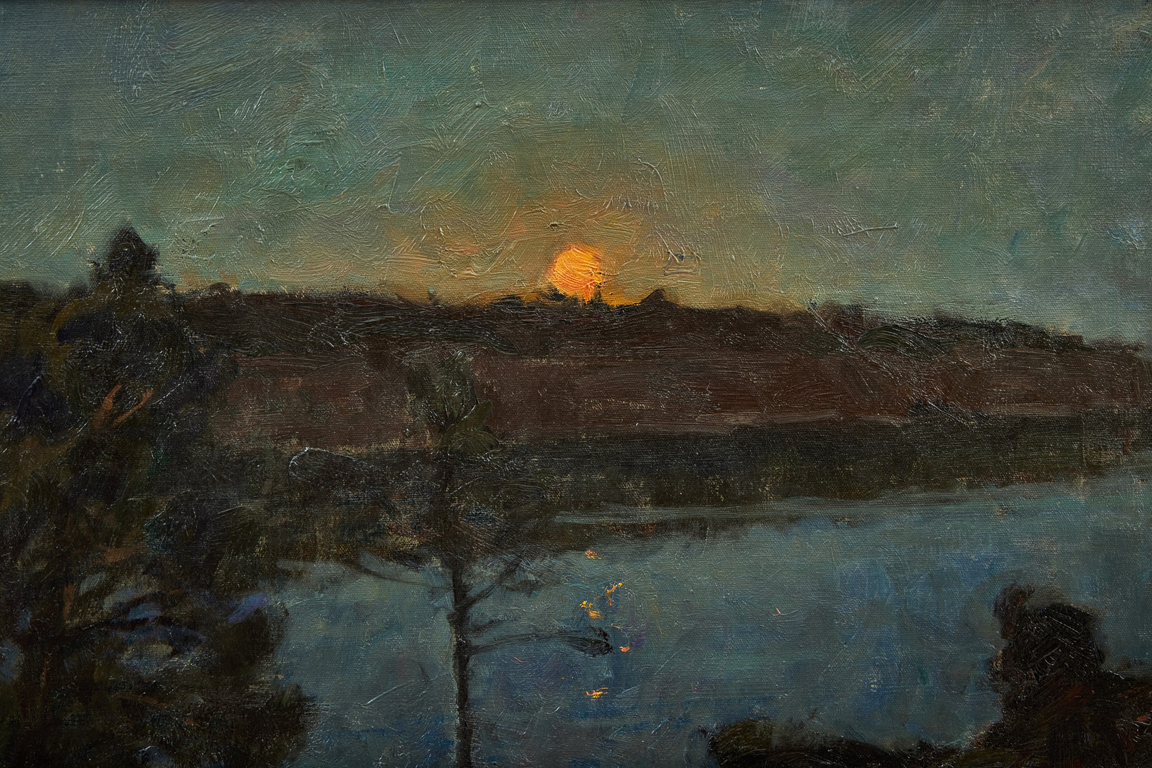 GOTTFRID KALLSTENIUS. Utsikt mot Svalklinten från Månberget, fullmåne.
