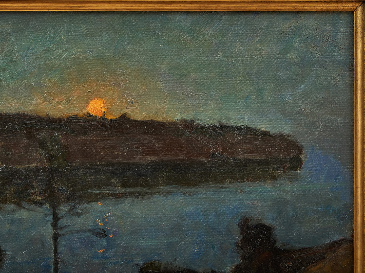 GOTTFRID KALLSTENIUS. Utsikt mot Svalklinten från Månberget, fullmåne.
