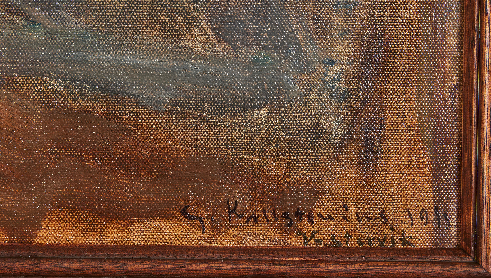 GOTTFRID KALLSTENIUS. Vy av Västervik med S:ta Gertruds kyrka, skymning.