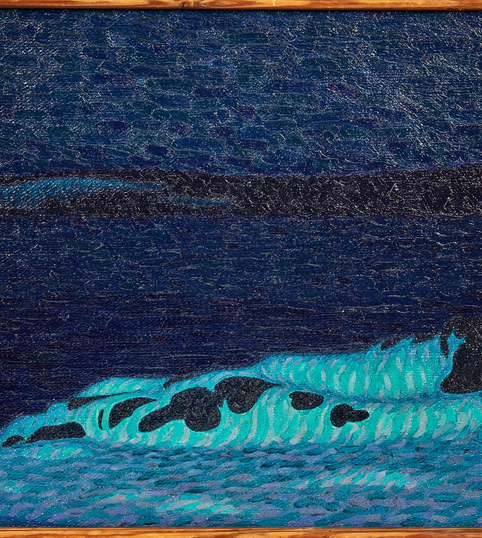 GUNNAR HALLSTRÖM. Stormvåg mot strand.