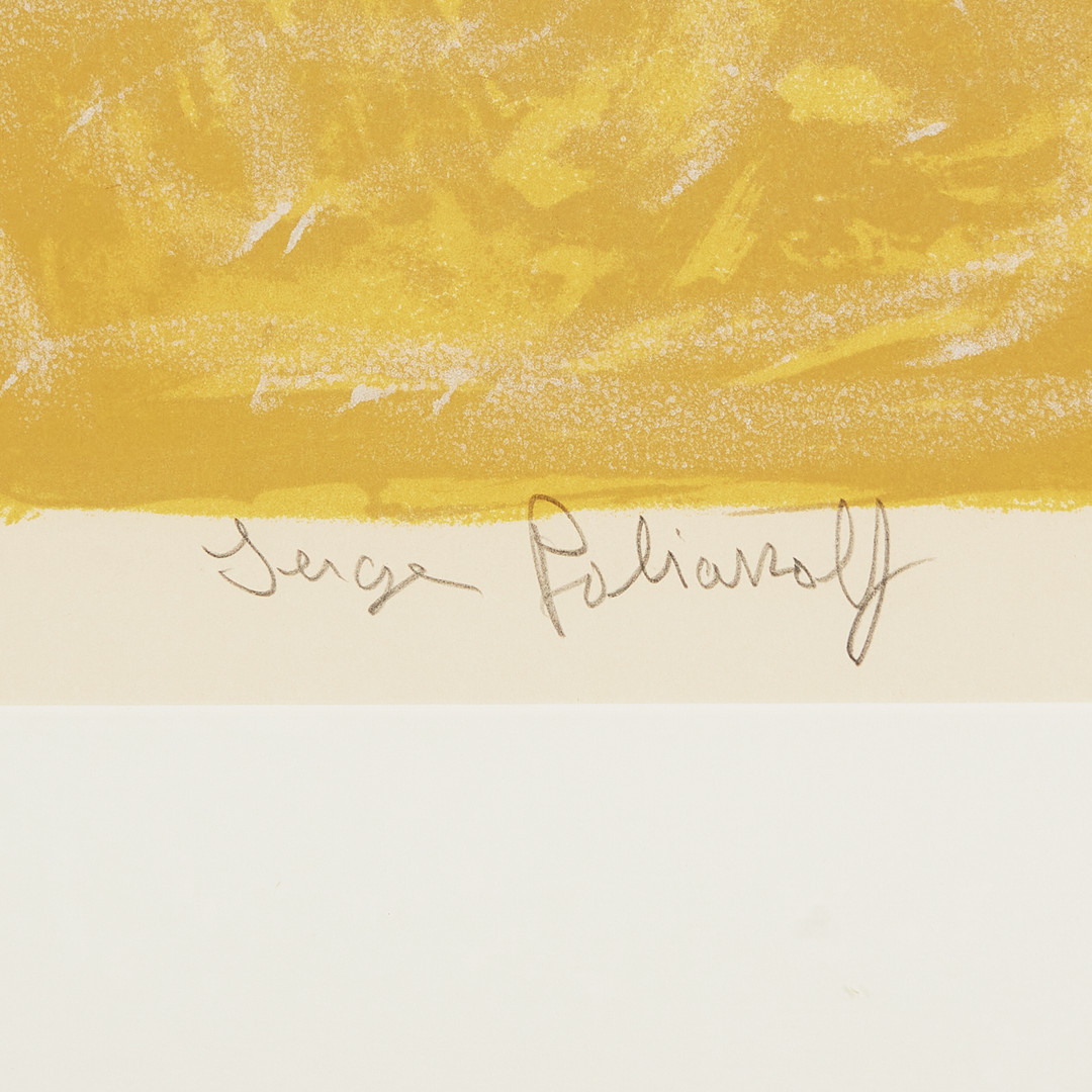 SERGE POLIAKOFF. Komposition i gult, orange och grönt, 1957, färglitografi, épreuve d'artiste, signerad, Pons, Paris.