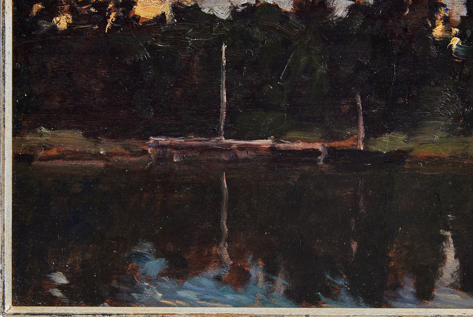 GOTTFRID KALLSTENIUS. Båthamnnen i Källvik, skymning.