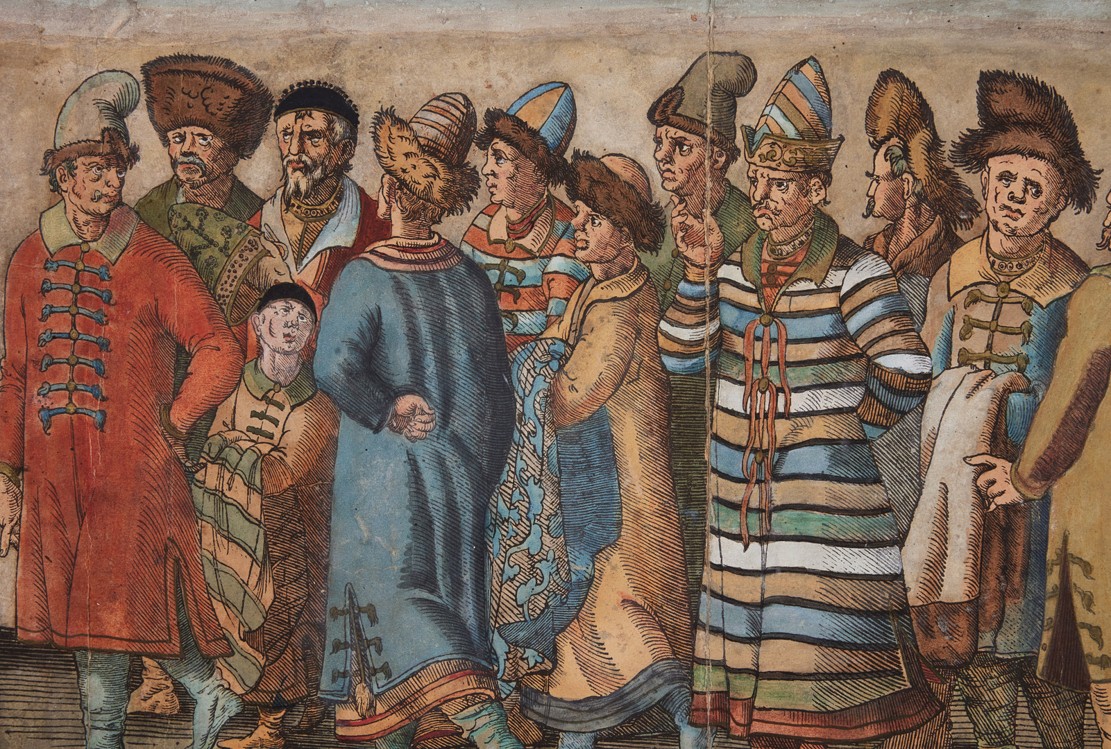 VERY RARE 16TH C. PRINT - RUSSIAN EMBASSY TO THE EMPEROR OF THE HOLY ROMAN EMPIRE MAXIMILIAN II IN REGENSBURG, Michael Petterle, Prag ca 1576-1595, Wahrhafftige Contrafactur, der Legation oder gesandten, des Gross Fürsten auss Moscaw...