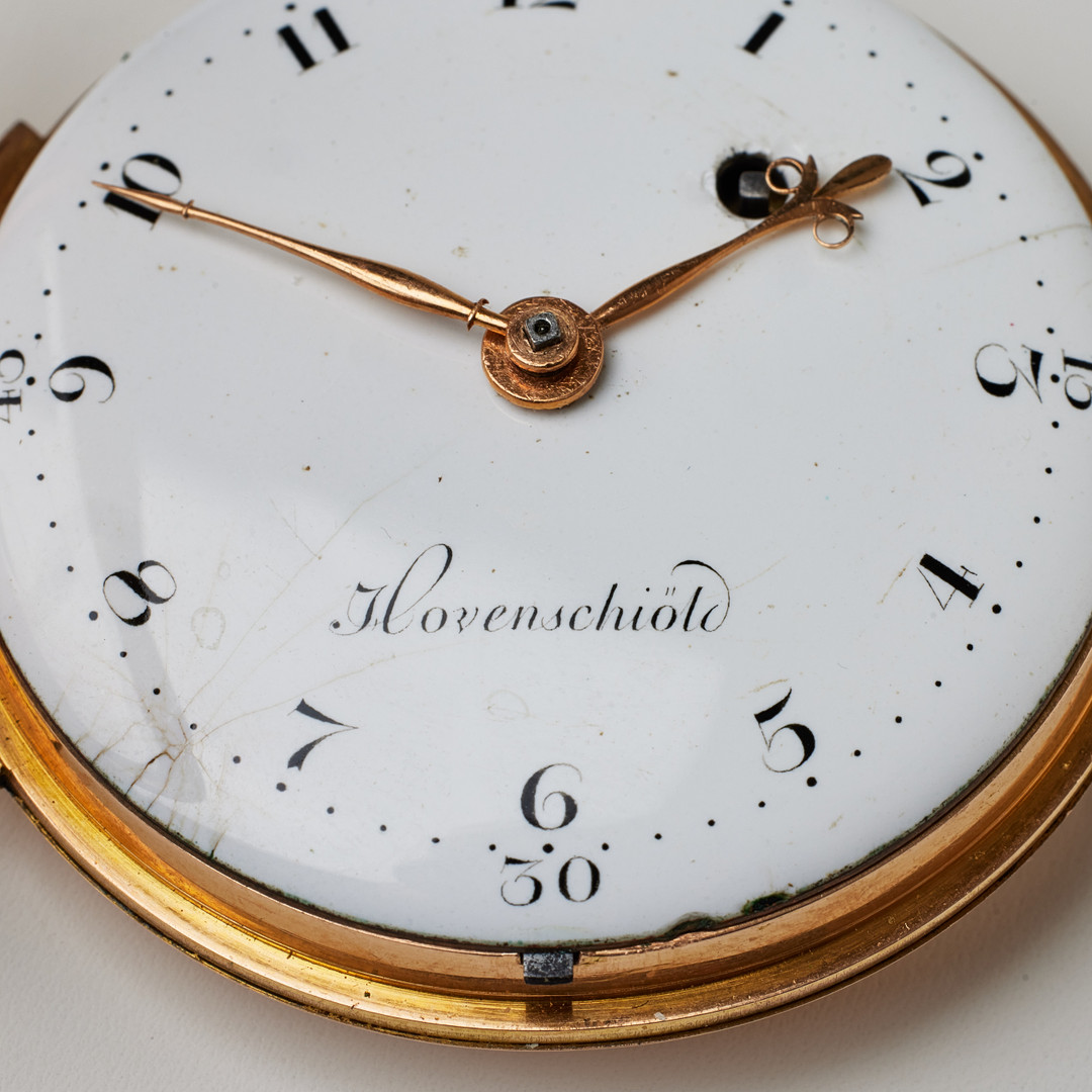 FICKUR, Joachim Hovenschiöld, Stockholm, (1767-1800), 18 k guld, nyckeldragare, ca 1789.