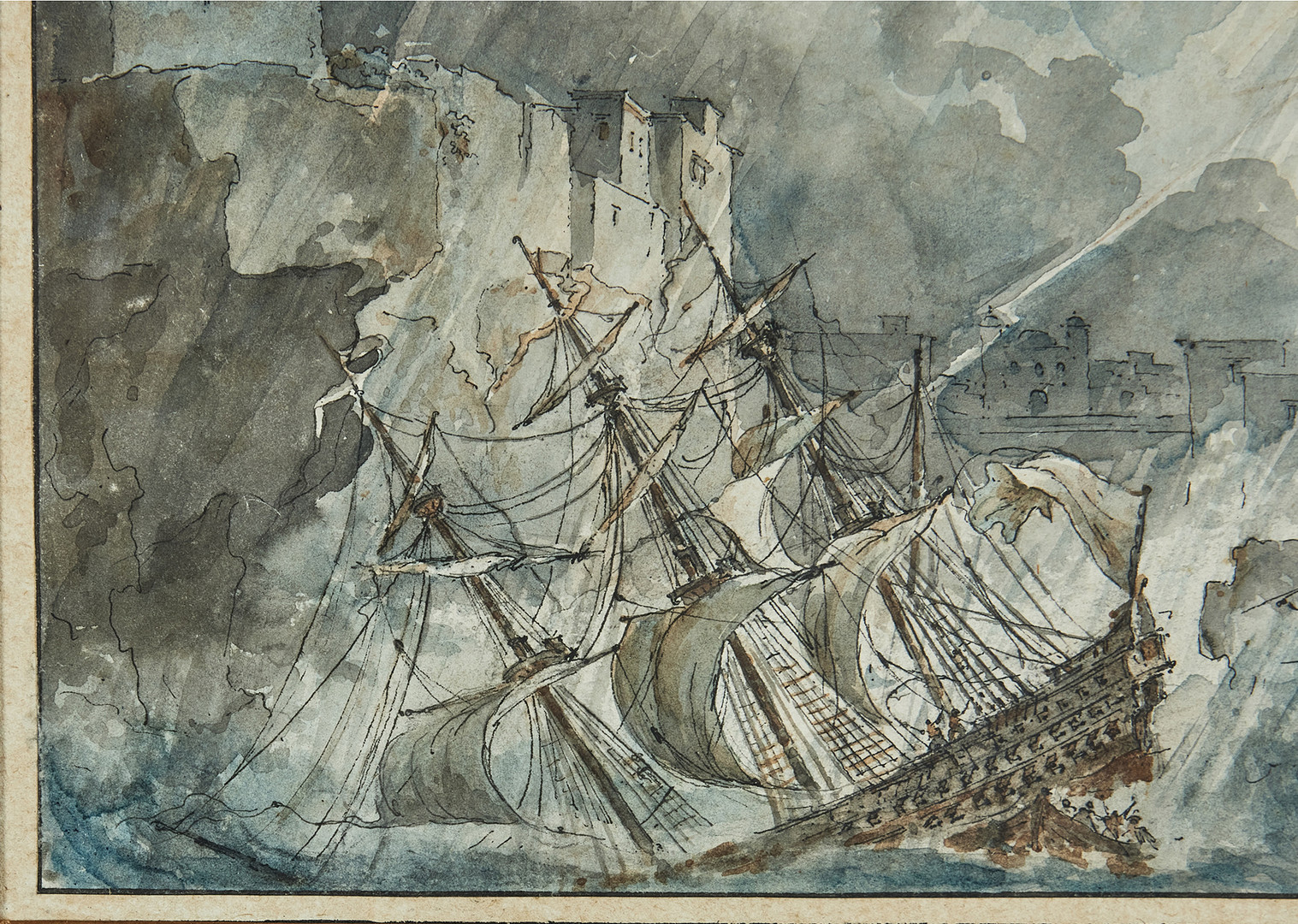 LOUIS JEAN DESPREZ (1743-1804). Tillskriven. Naufrage sur Les côtes de Corigliano dans La Calabre.
