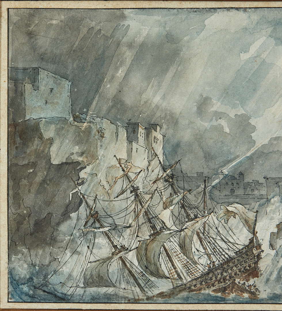 LOUIS JEAN DESPREZ (1743-1804). Tillskriven. Naufrage sur Les côtes de Corigliano dans La Calabre.