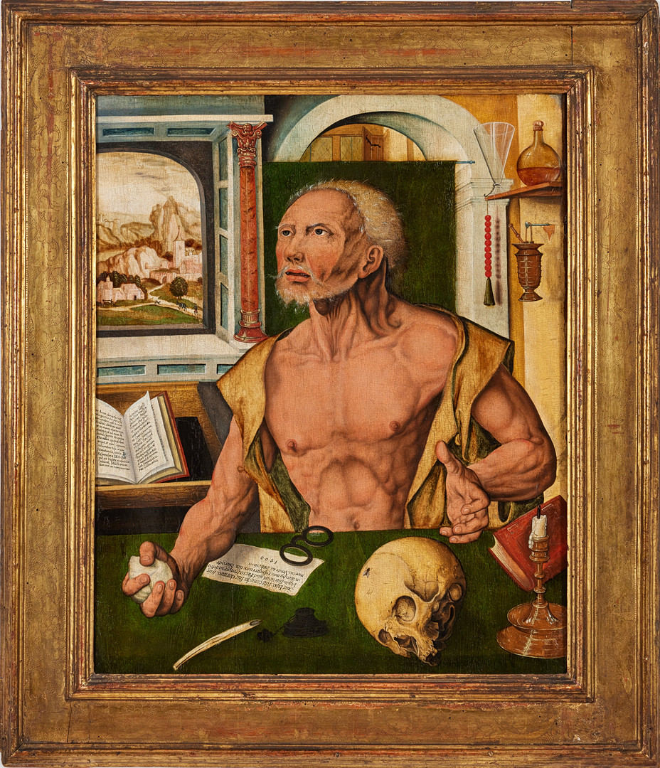 JOOS VAN CLEVE. hans efterföljare, flamländsk skola, 1500-talets mitt, Hieronymus.