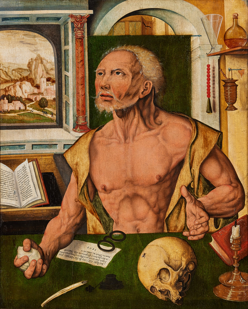 JOOS VAN CLEVE. hans efterföljare, flamländsk skola, 1500-talets mitt, Hieronymus.