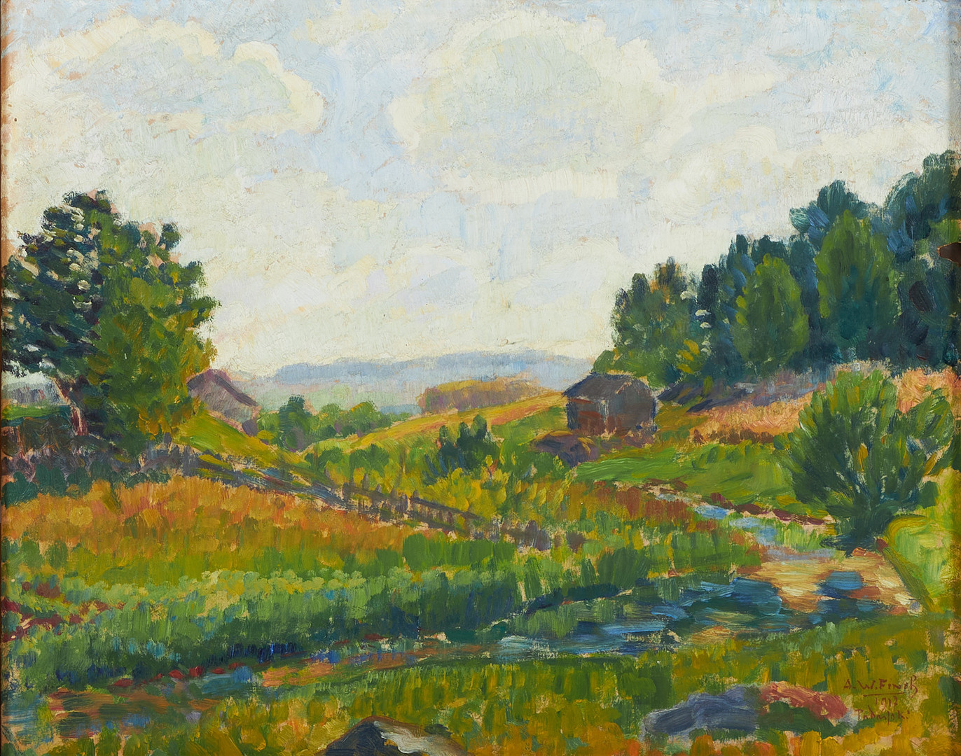 ALFRED WILLIAM FINCH. Landskap från Padasjoki, signerad Padasjoki samt daterad 1917, olja på duk.