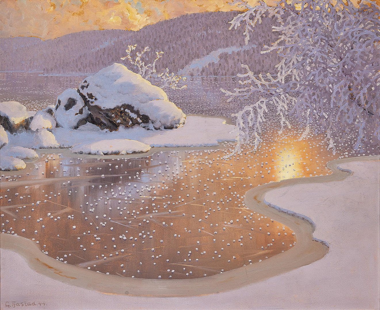 GUSTAF FJÆSTAD (1868-1948). Gnistrande sjö.