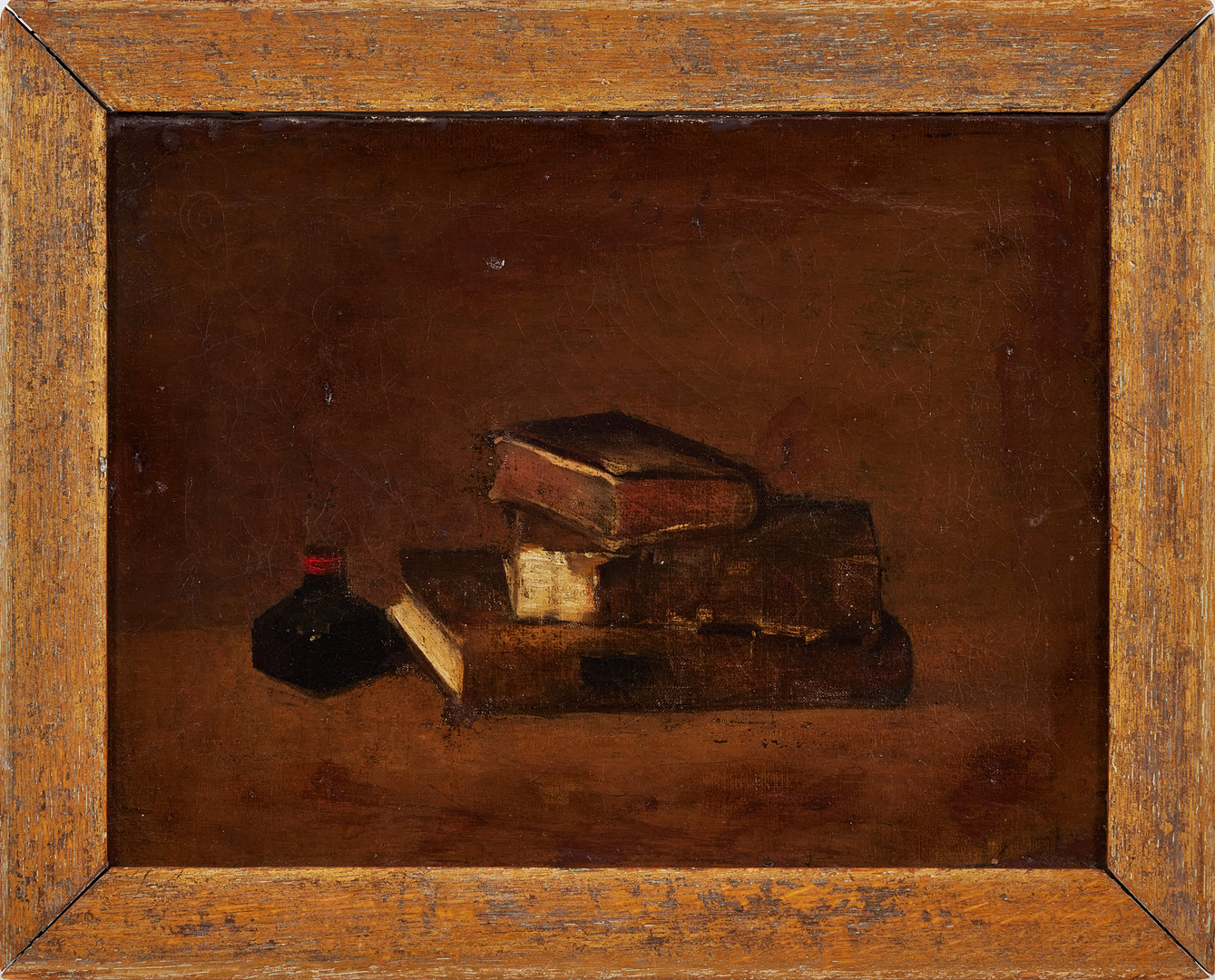CLAUDE PRESCOTT. Tillskriven. STILLEBEN MED BÖCKER, oljemålning, 18/1900-tal.