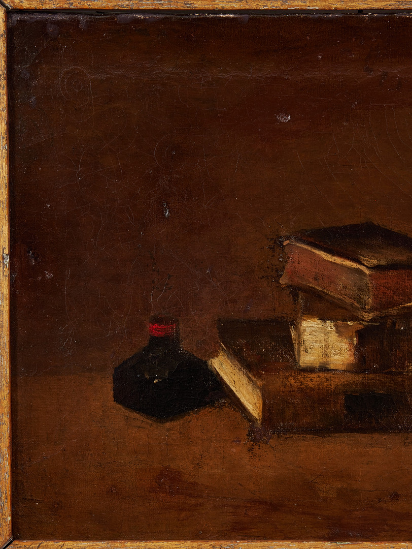 CLAUDE PRESCOTT. Tillskriven. STILLEBEN MED BÖCKER, oljemålning, 18/1900-tal.