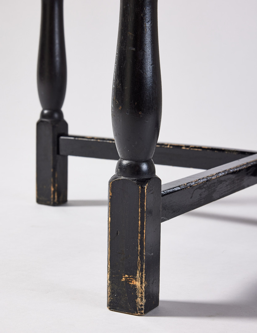FIRMA SVENSKT TENN. Rökbord, Stockholm 1925/26, modell 254, skiva i tenn med figurscener av Nils Fougstedt, benställning i svartbonad björk utförd av Hjalmar Jackson.