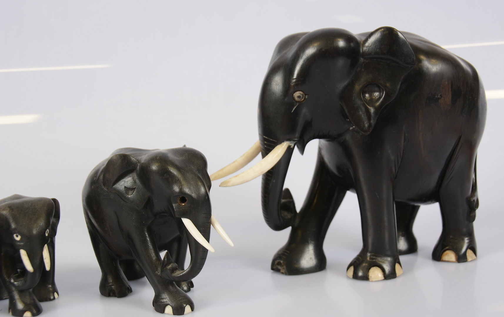 Images for 345742. ORNAMENTAL ELEPHANTS, wood, 6 pieces.
