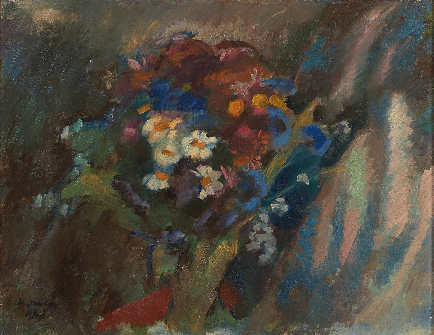 YRJÖ OLLILA. Ängsblommor, signerad samt daterad 1916, olja på duk.