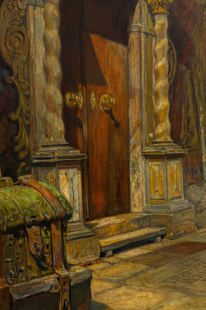 EDMUND KÖRNER (1873-?). Kircheninterieur mit Meßdiener.