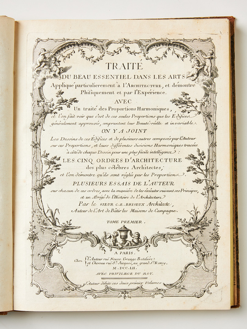 BRISEUX'S FINE WORK ON ARCHITECTURE, Paris 1752, 2 volumes.