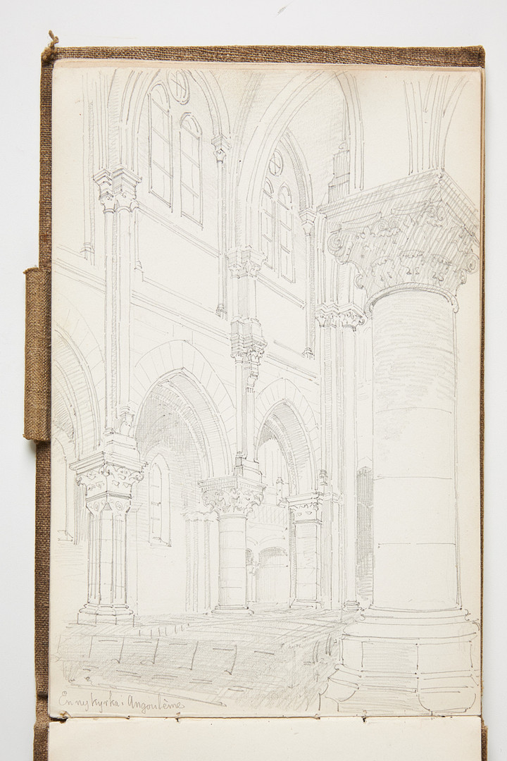 GUSTAV DAHL (1835-1927) tillskriven, 3 ALBUM MED TECKNINGAR FRÅN STUDIERESAN I FRANKRIKE OCH ITALIEN.