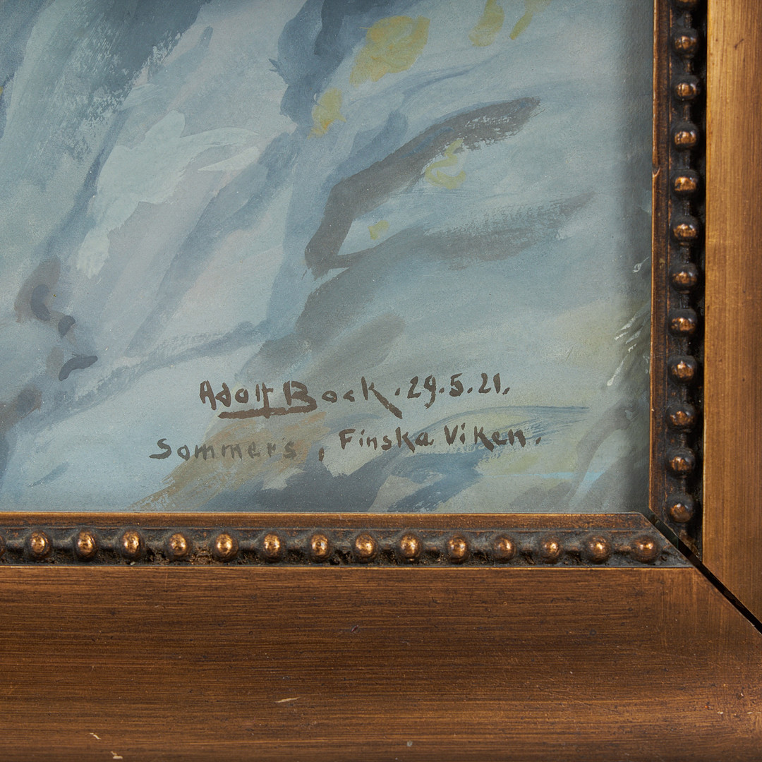 ADOLF BOCK. Vy från Finska viken, signerad Somars, Finska viken samt daterad 29.5 -21, gouache.