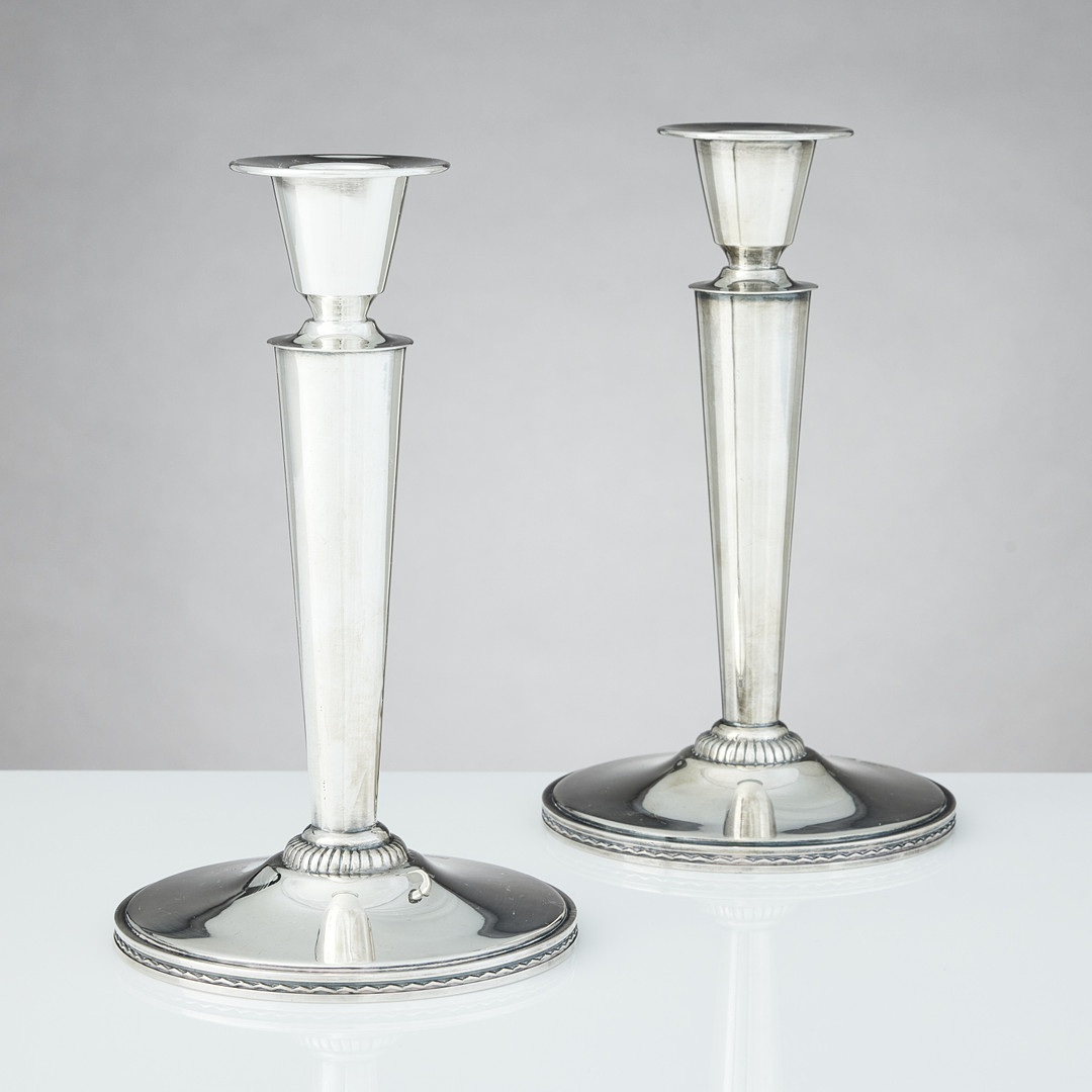 ERIC RÅSTRÖM. Ljusstakar, ett par, silver, Stockholm 1973.