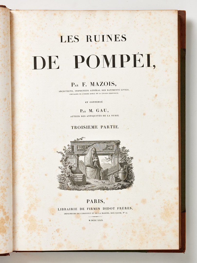 RARE WORK ON POMPEII BY MAZOIS, 1824-39 with 202 plates.