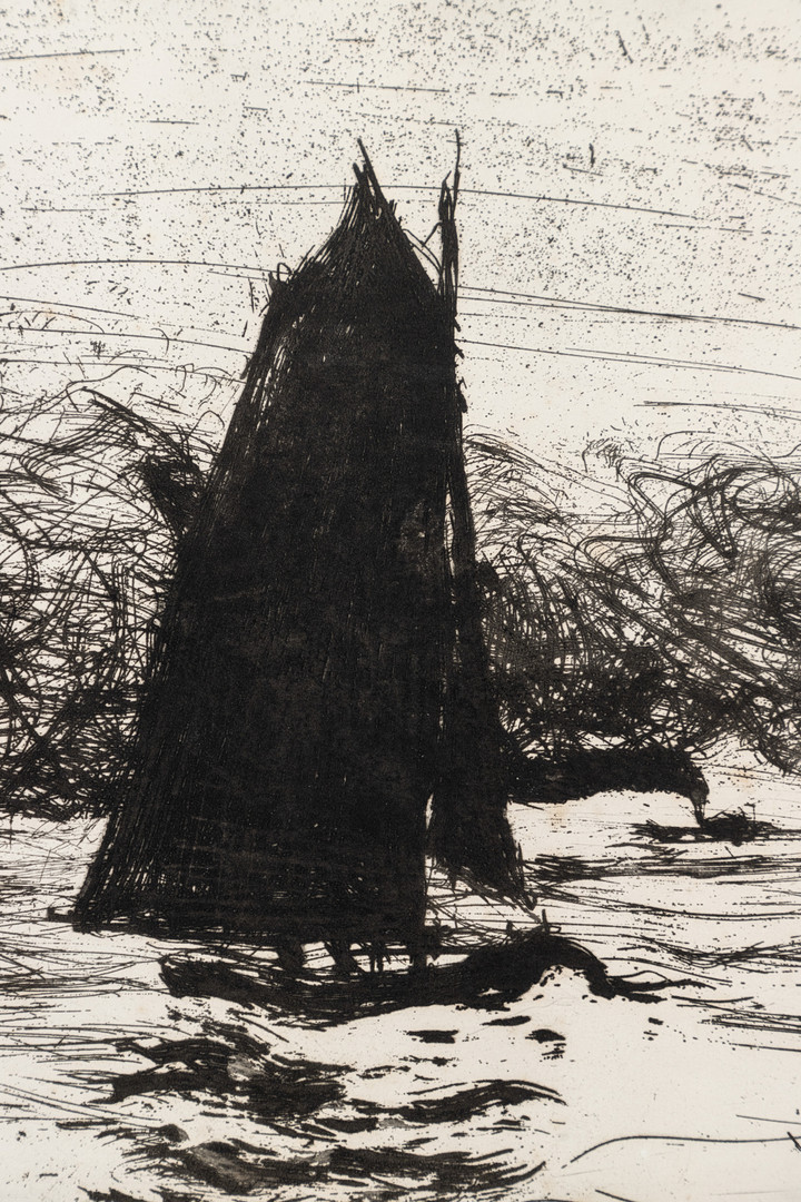 EMIL NOLDE (1867-1956). Segler und drei kleine Dampfer.