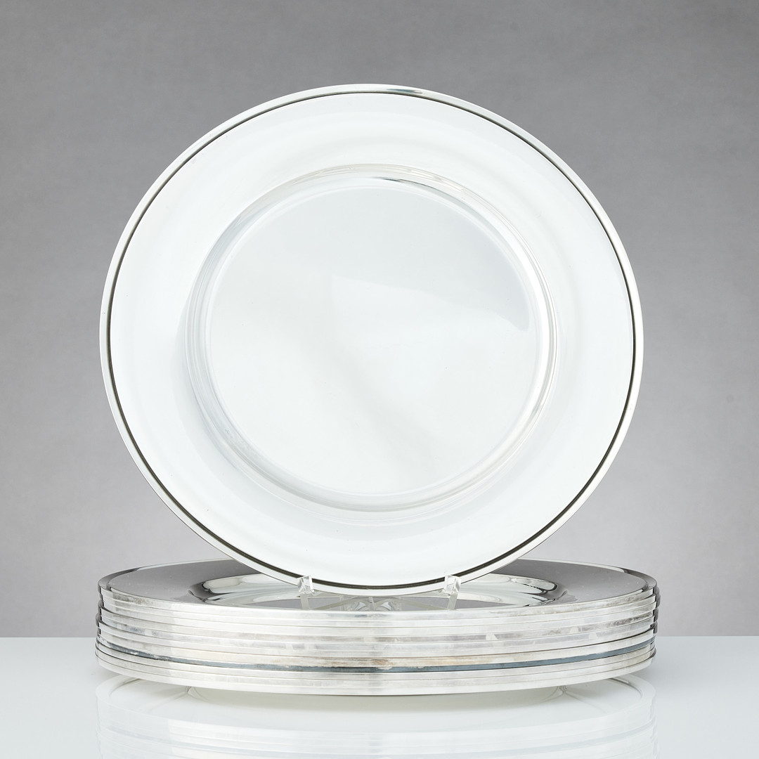 HARALD NIELSEN. Undertallrikar tolv stycken, sterlingsilver, Georg Jensen, Danmark efter 1945. Design nr 600 Y. 