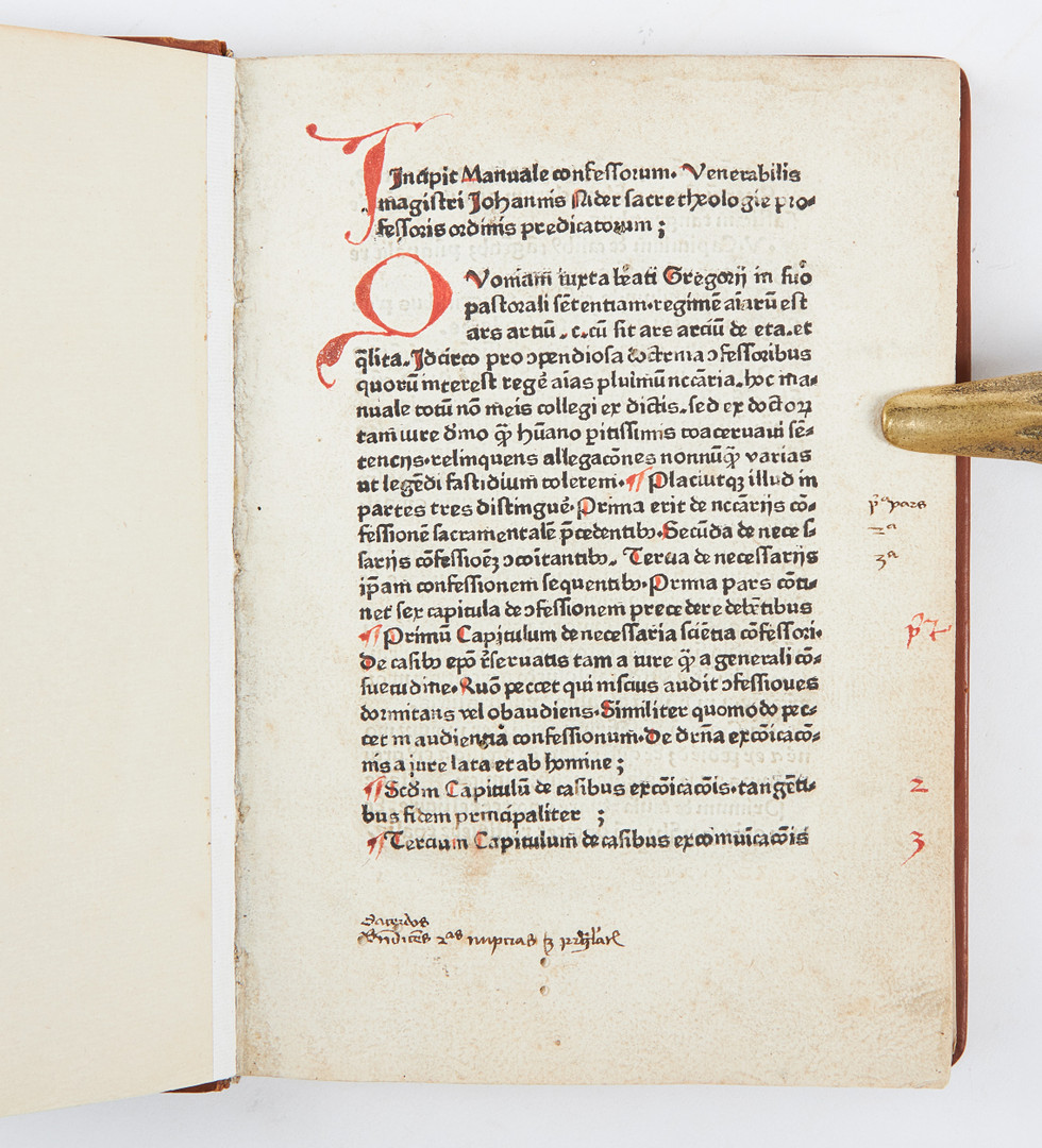 JOHANNES NIDER, MANUALE CONFESSORUM, ABOUT 1479-1481.