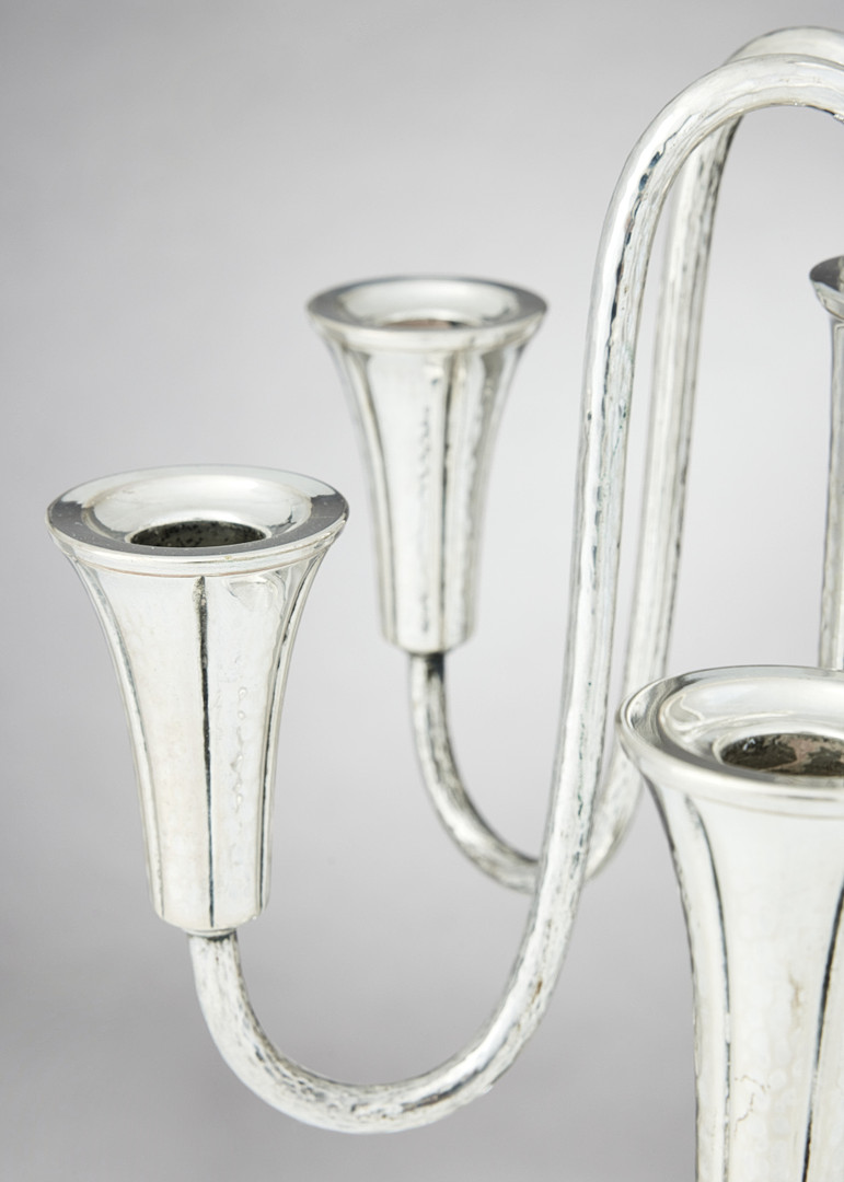 KARL ANDERSON. Ljusstakar ett par samt en kandelabertillsats, silver, Stockholm 1929.