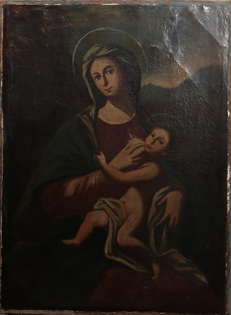 SPANISH SCHOOL, 18TH CENTURY. Nursing Madonna.