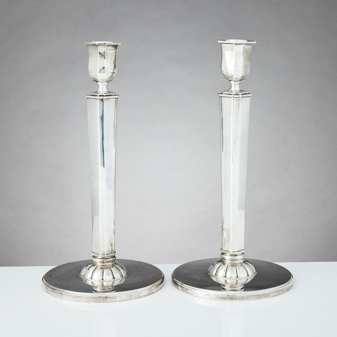CF CARLMAN. Ljusstakar, ett par, silver, Stockholm 1957.