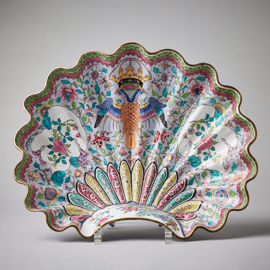 A 'VON HABSBURG DOUBLE-HEADED EAGLE' ENAMEL SHELL BASIN.