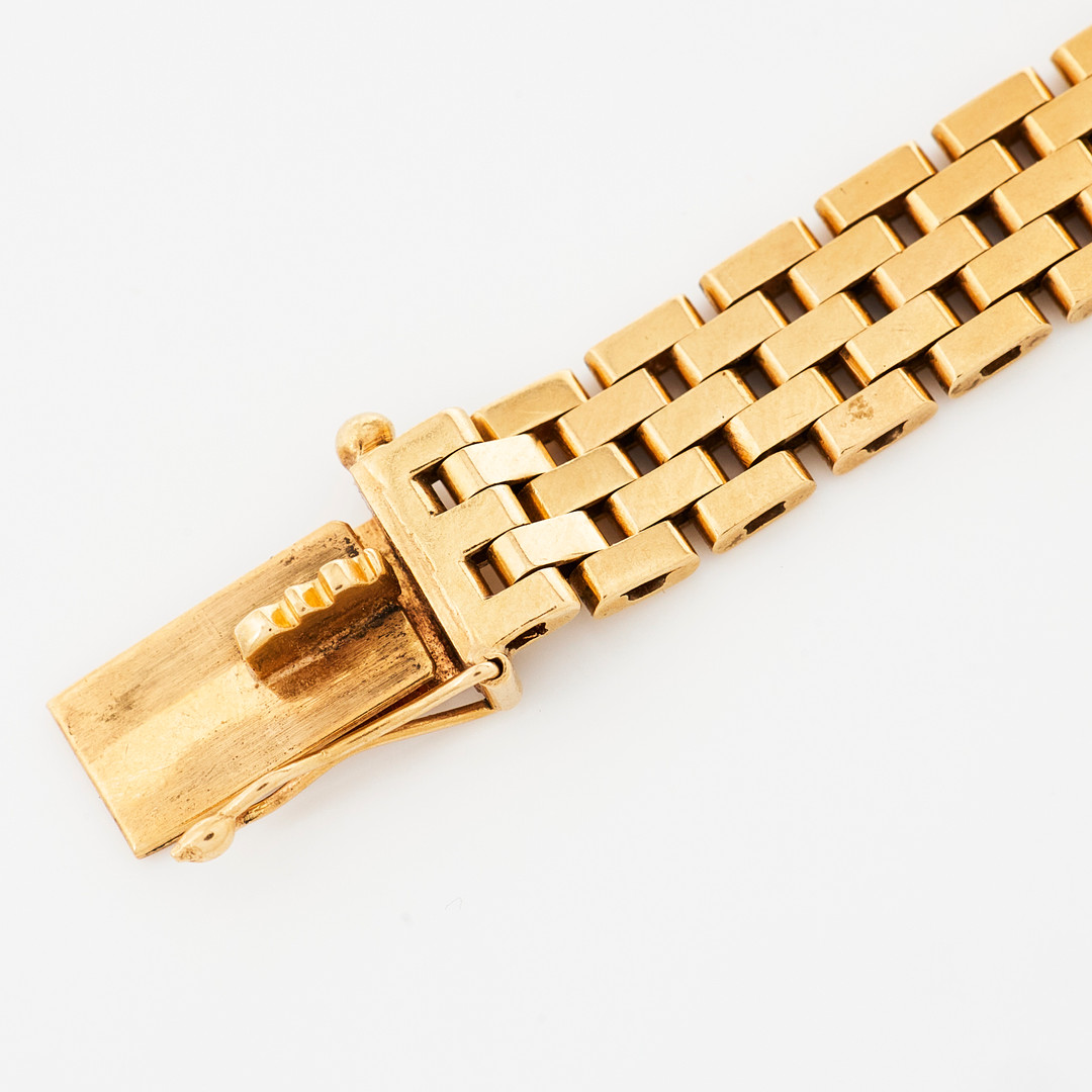 ARMBAND, 18 k guld, korridormatta, Nils-Olofs Guldsmedja, N G Bergqvist, Stockholm 1956.