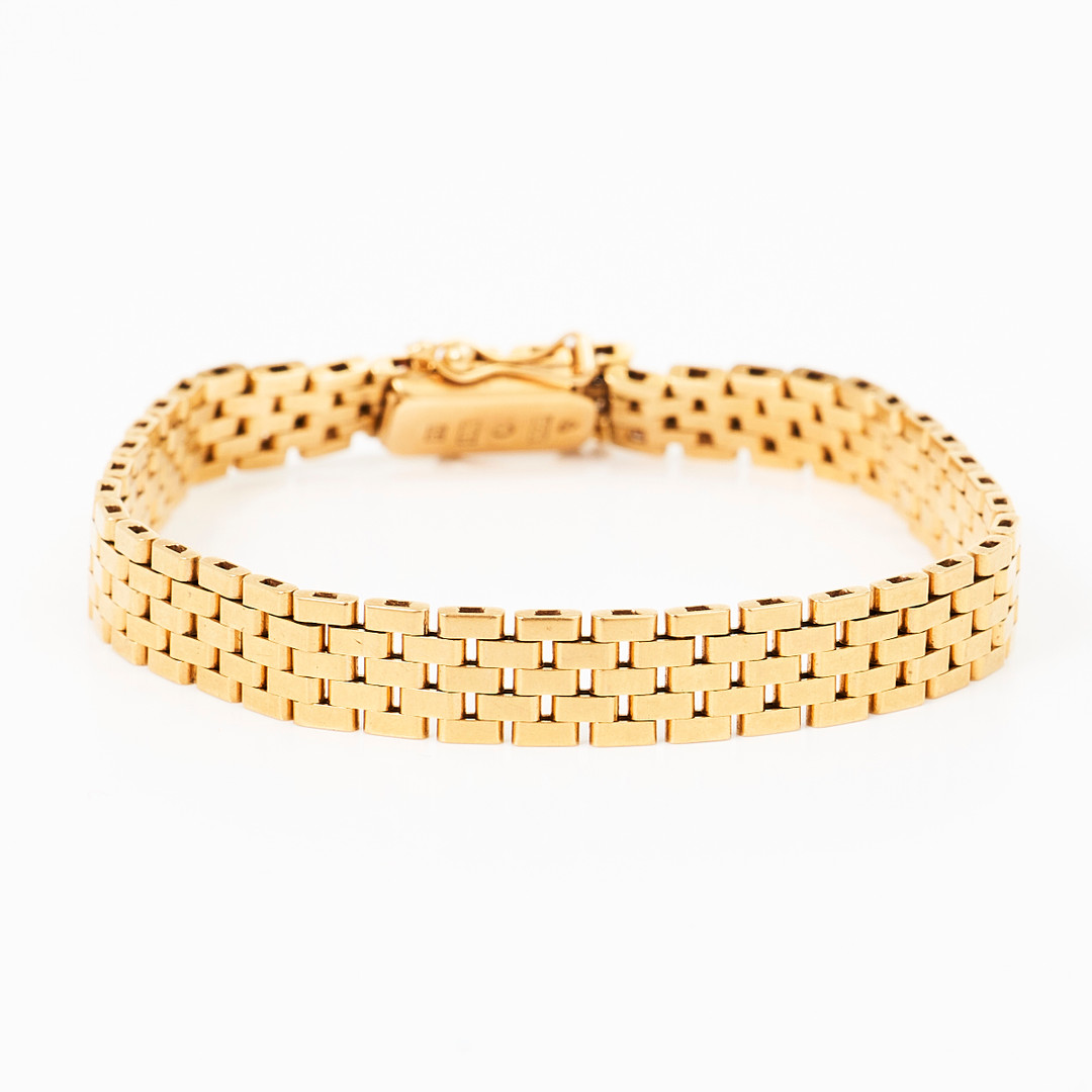 ARMBAND, 18 k guld, korridormatta, Nils-Olofs Guldsmedja, N G Bergqvist, Stockholm 1956.