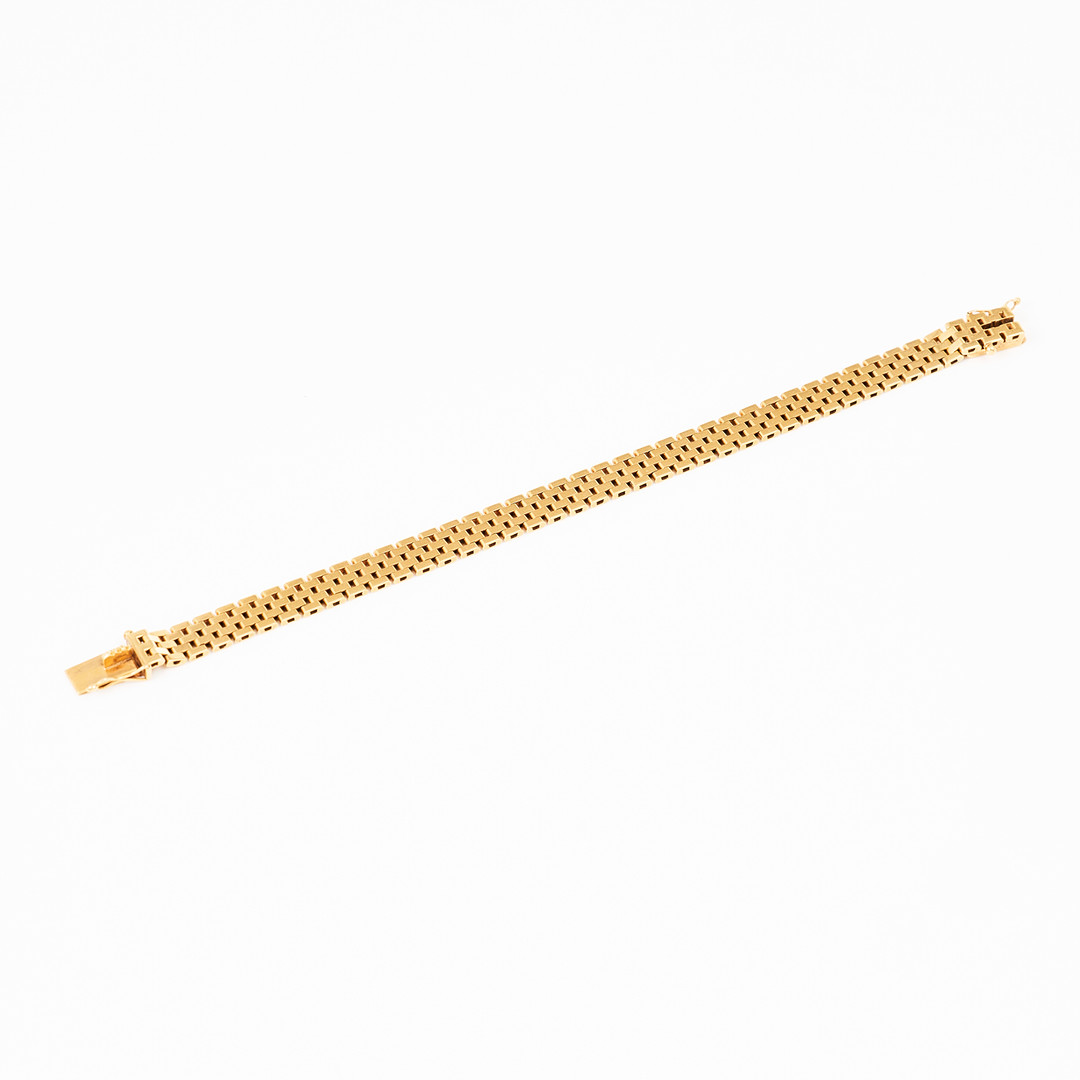 ARMBAND, 18 k guld, korridormatta, Nils-Olofs Guldsmedja, N G Bergqvist, Stockholm 1956.
