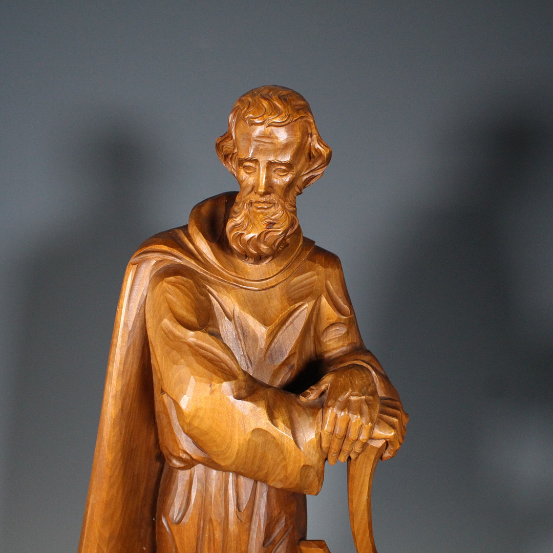 SCHNITZEREI BERGMANN OBERAMMERGAU. Holzskulptur, '' St. Joseph ''.
