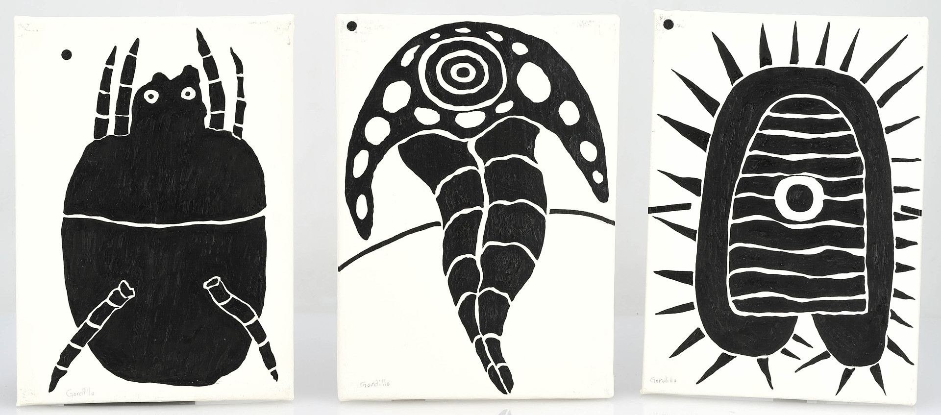 JOSÉ GORDILLO (1940-2022). Olja på duk, 3 st, figurer, signerade Gordillo.