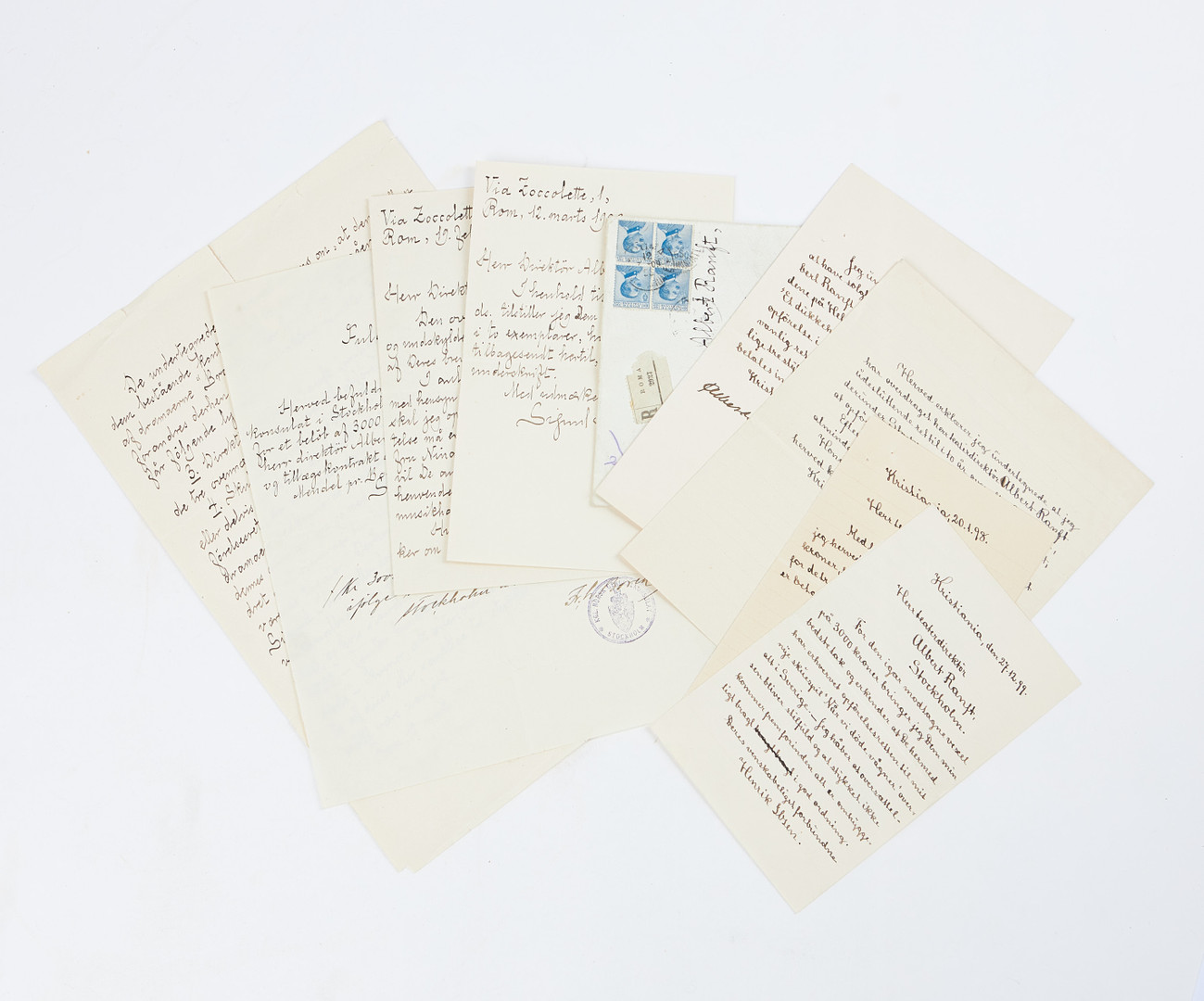 HENRIK OCH SIGURD IBSEN, 8 EGENHÄNDIGT SKRIVNA BREV, 1894-1910.