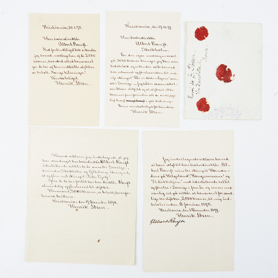 HENRIK OCH SIGURD IBSEN, 8 EGENHÄNDIGT SKRIVNA BREV, 1894-1910.