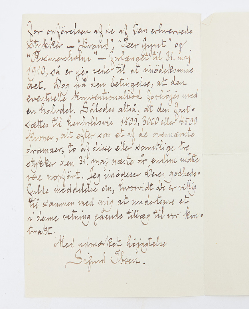 HENRIK OCH SIGURD IBSEN, 8 EGENHÄNDIGT SKRIVNA BREV, 1894-1910.